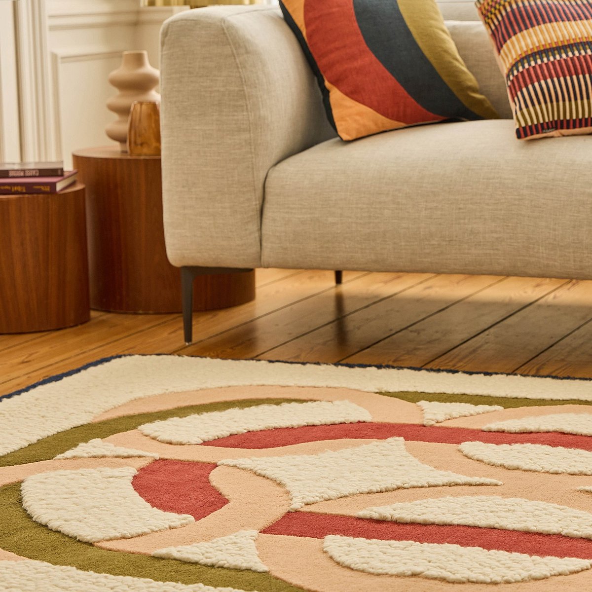 Tapis de salon laine CANDICE beige, multicolore, HABITAT