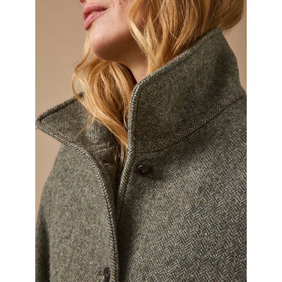 Manteau court lainage chevrons kaki, CYRILLUS