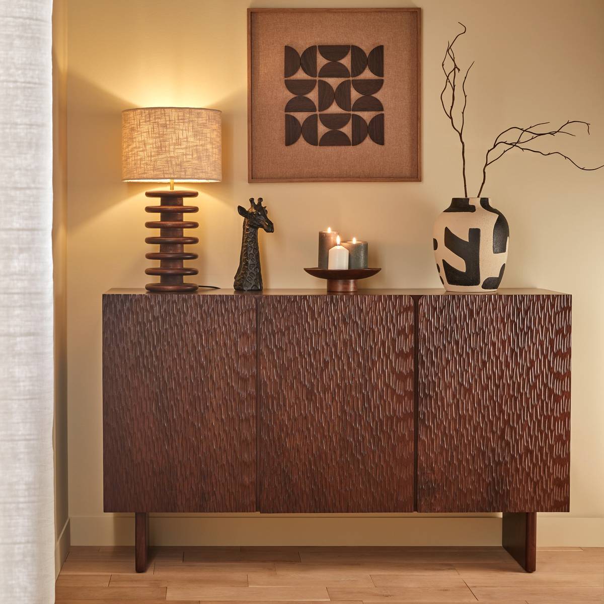 Buffet rectangulaire avec portes en manguier NYERO marron, ATMOSPHERA