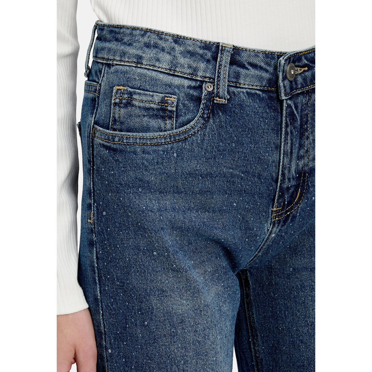 Jean stretch à strass dark blue denim, CARTOON