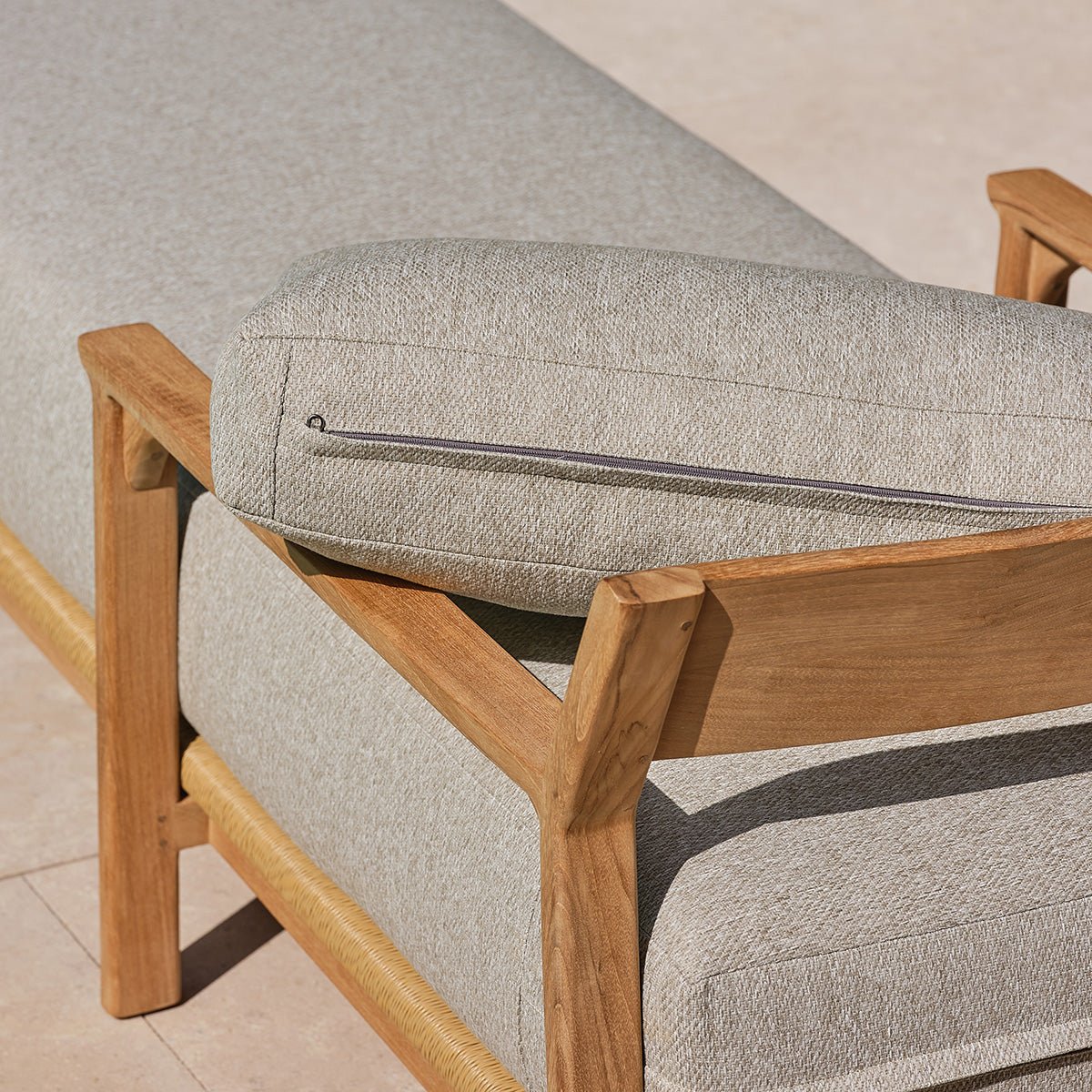 Bain de soleil en teck avec coussins gris chiné  PIANA gris_chine, BERAH GETAH