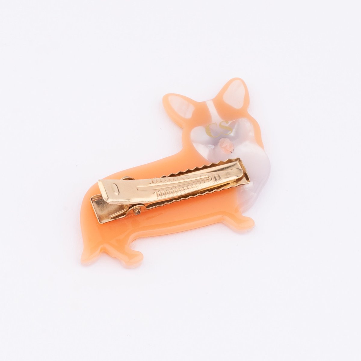 Barrette CORGI beige et blanc, COUCOU SUZETTE
