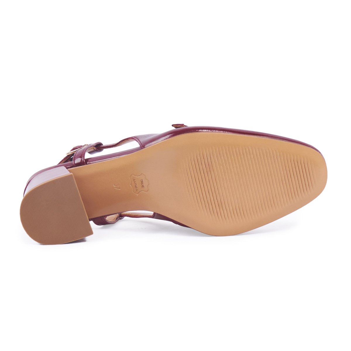 Escarpins slingback cuir vernis bordeaux, JULES & JENN