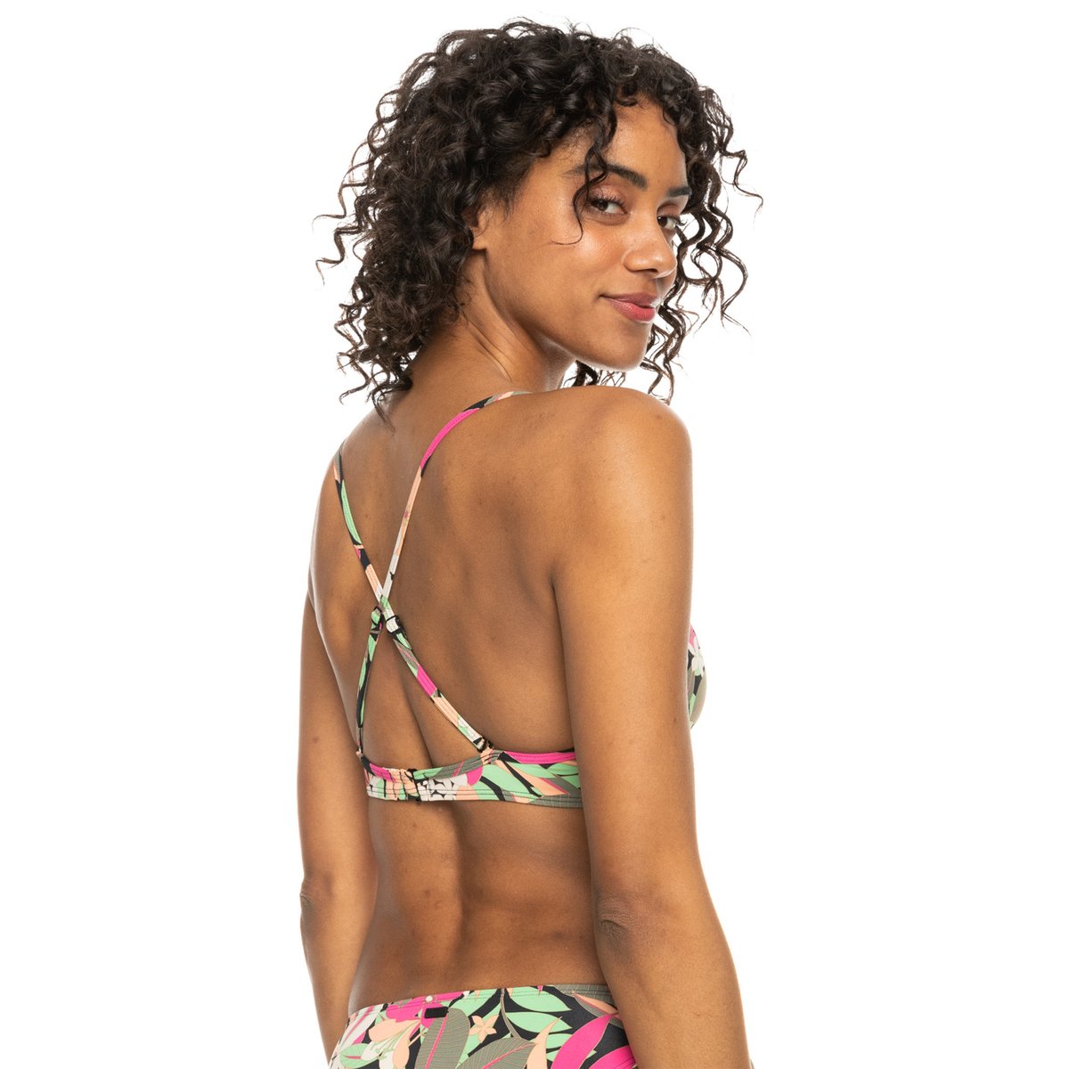 Haut de maillot de bain bikini Athletic Tri PRINTED BEACH CLASSICS. noir anthracite palm song s, ROXY