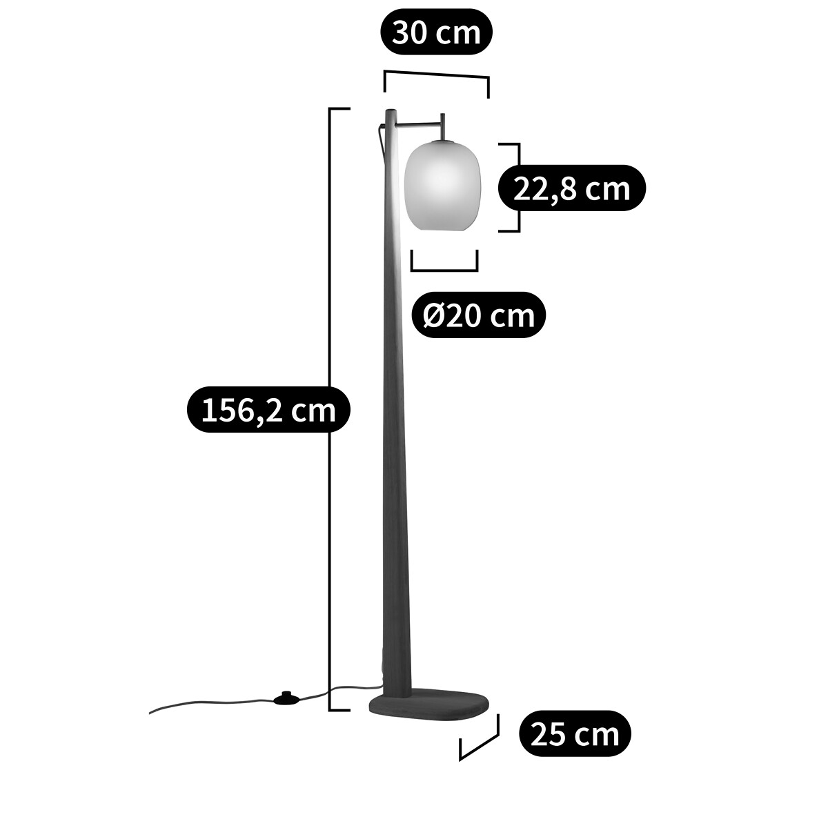 Lampadaire en chêne, métal fer verre givré, Navida naturel, LA REDOUTE INTERIEURS