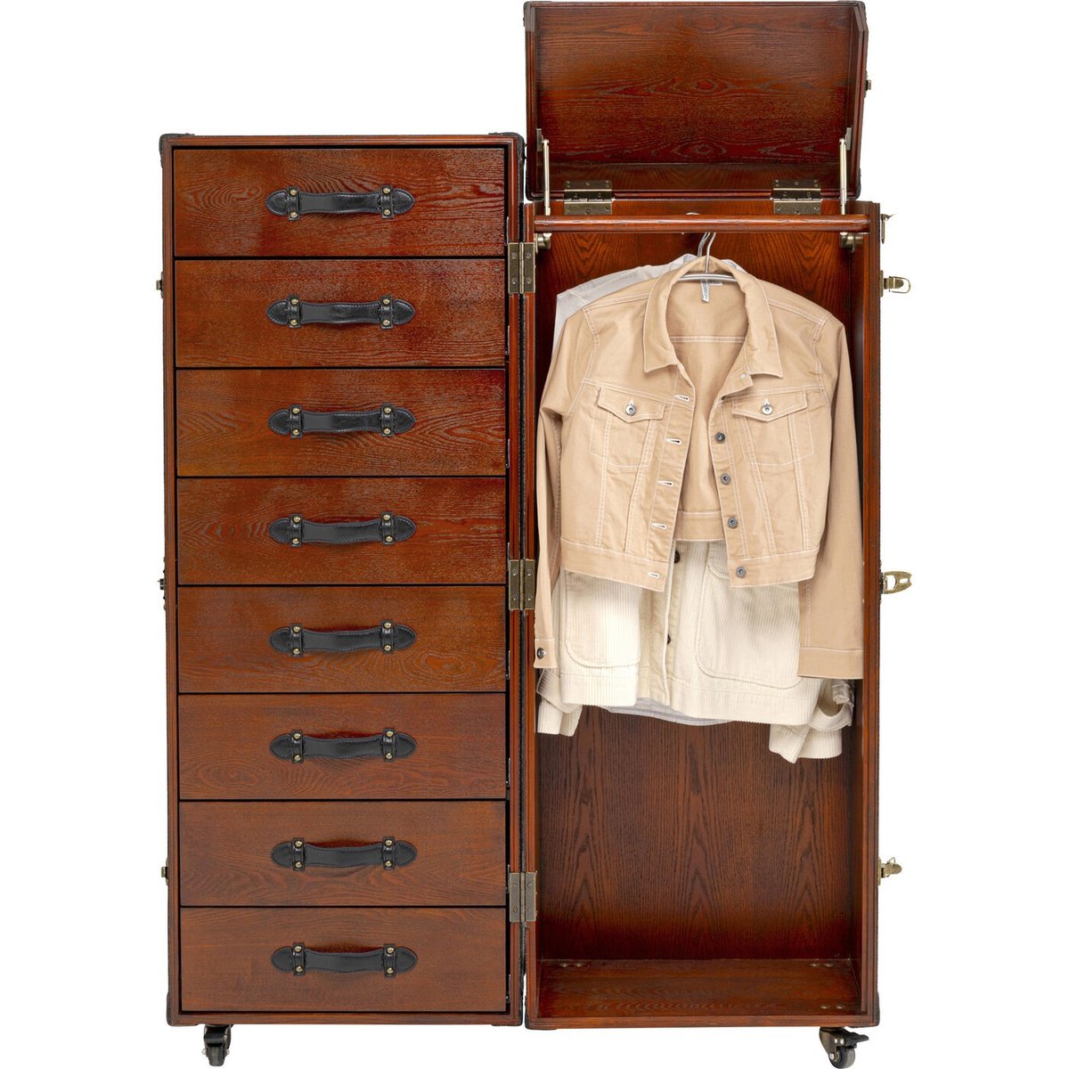 Malle-armoire en simili croco, GLOBETROTTER marron, KARE DESIGN