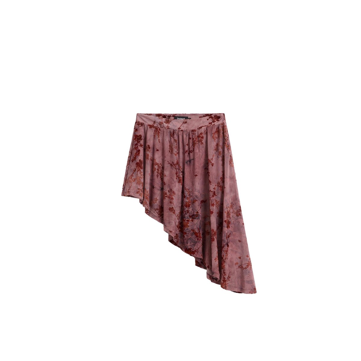 Jupe asymétrique floquée rouge, DESIGUAL