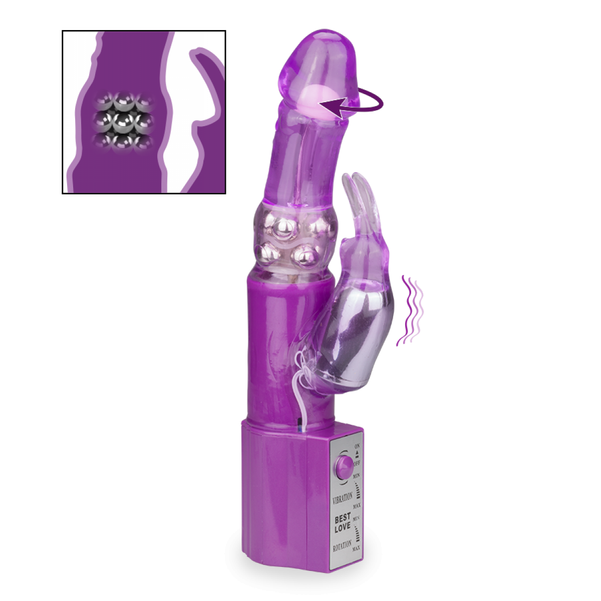 Vibromasseur puissant rabbit Magic Beads violet, LOVE AND VIBES