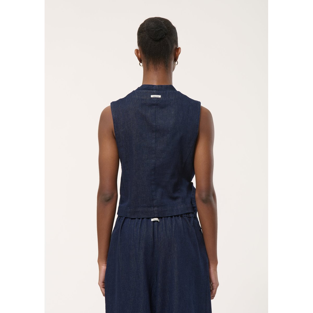 Gilet cache-cœur en denim bleu denim, HUMILITY