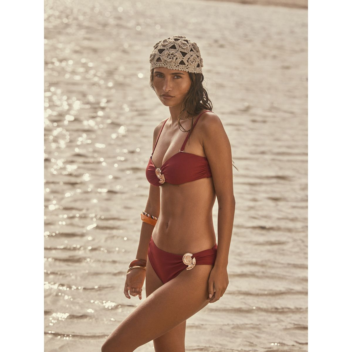 Haut de bikini bandeau à détail métallique vin de baies, NEXT