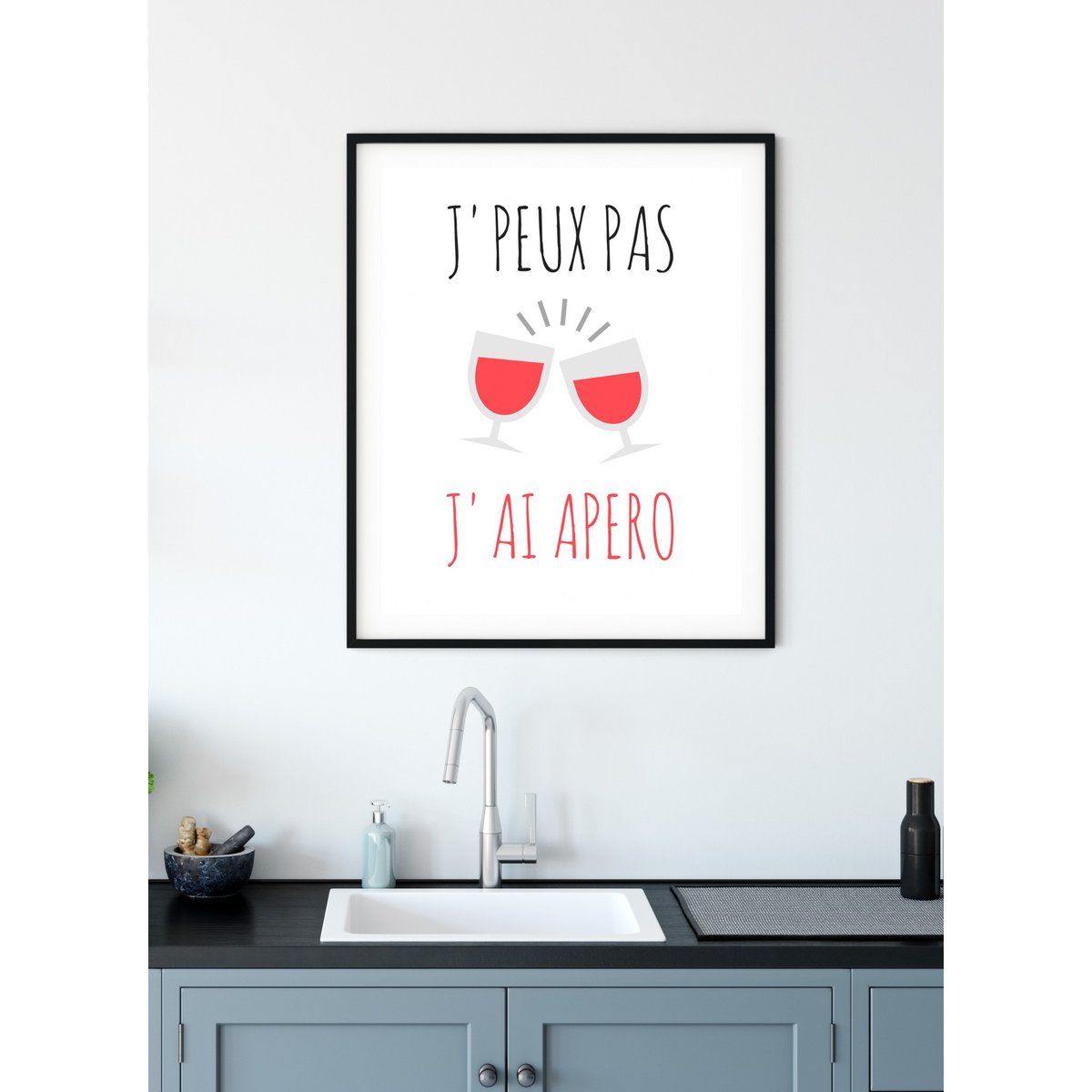 Affiche J'peux pas j'ai apéro blanc, L'AFFICHERIE