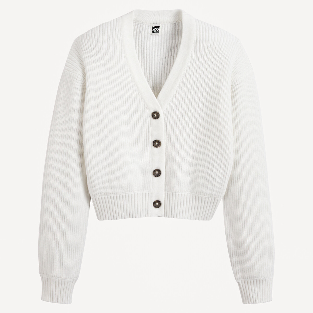V-Neck Cardigan in Fine Knit ecru , LA REDOUTE COLLECTIONS