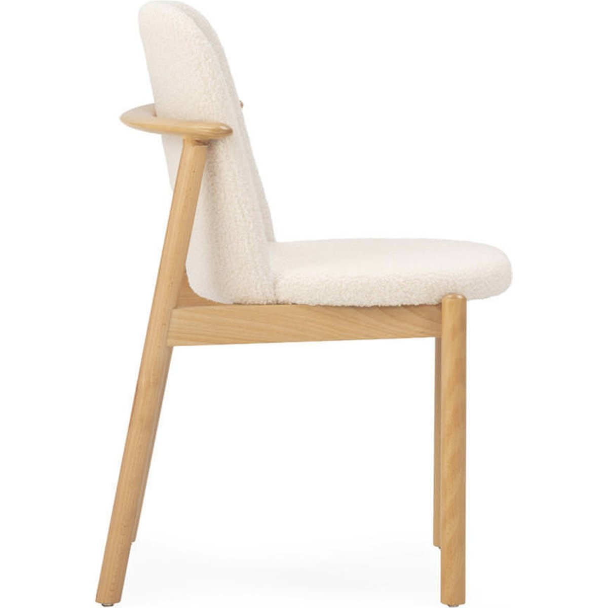 Chaise en hêtre et tissu bouclé naturel et blanc, RECOLLECTION