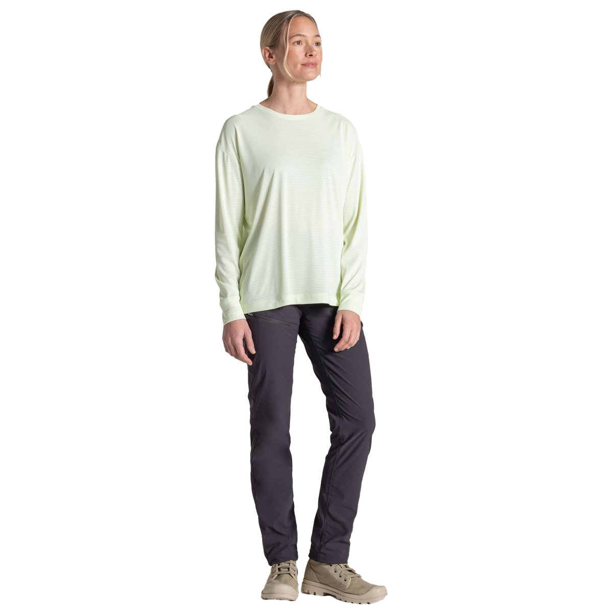 T-shirt manches longues motif/style quadrillage vert pâle, CRAGHOPPERS