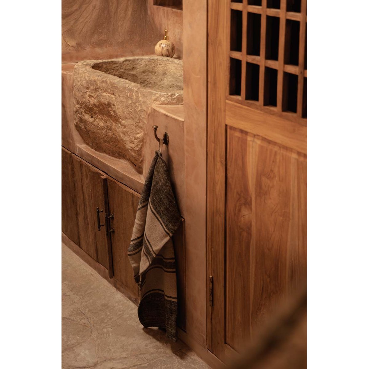 Torchon en lin LINEN SMUDGE noir beige, BAZAR BIZAR