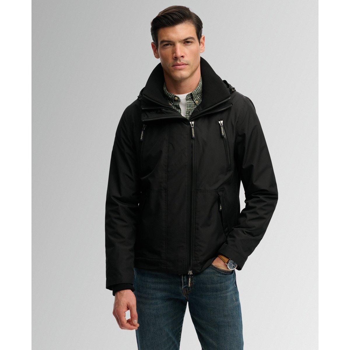 Veste Coupe-vent Mountain à Capuche noir, SUPERDRY