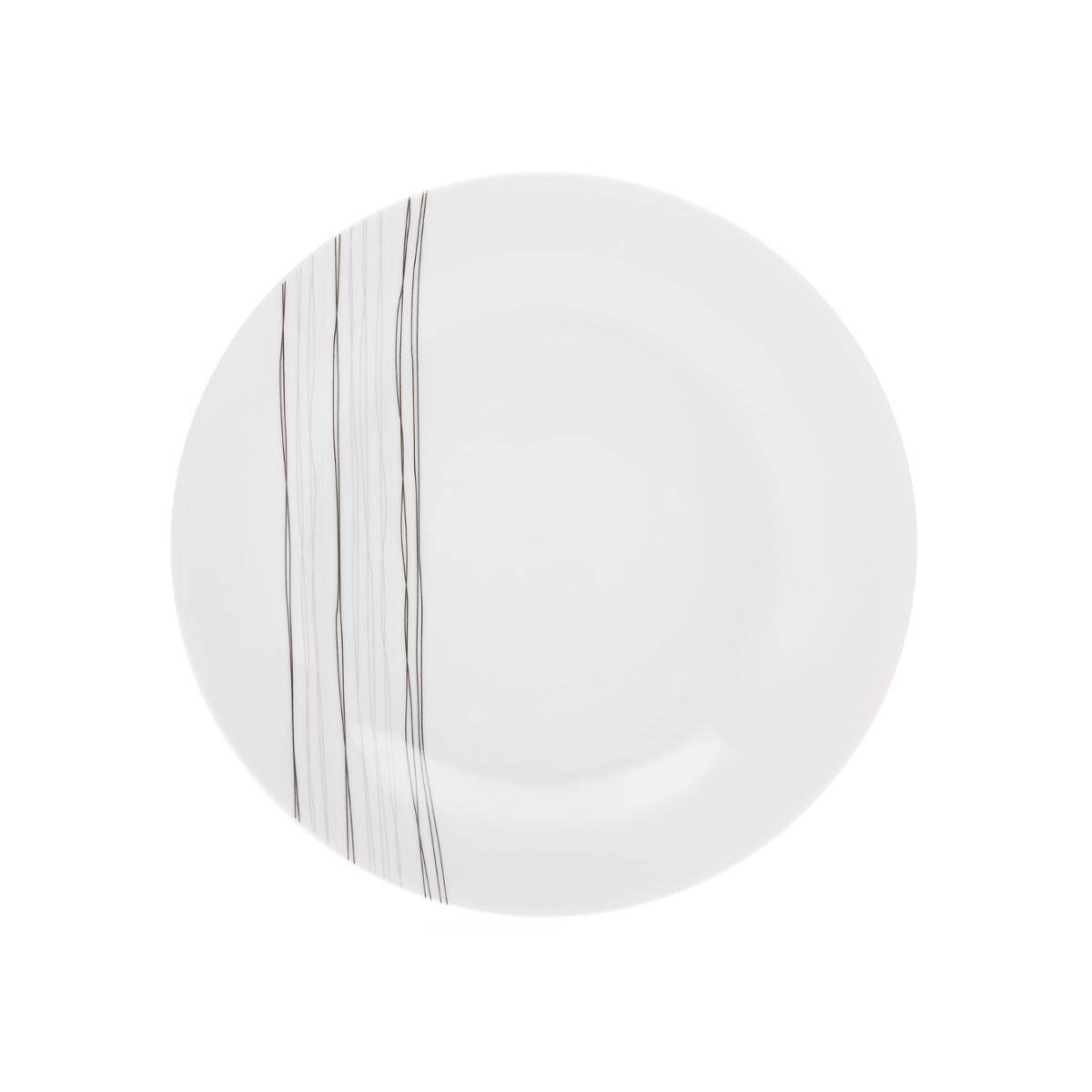 Lot de 6 assiettes à dessert en porcelaine LIGNES blanc, SECRET DE GOURMET