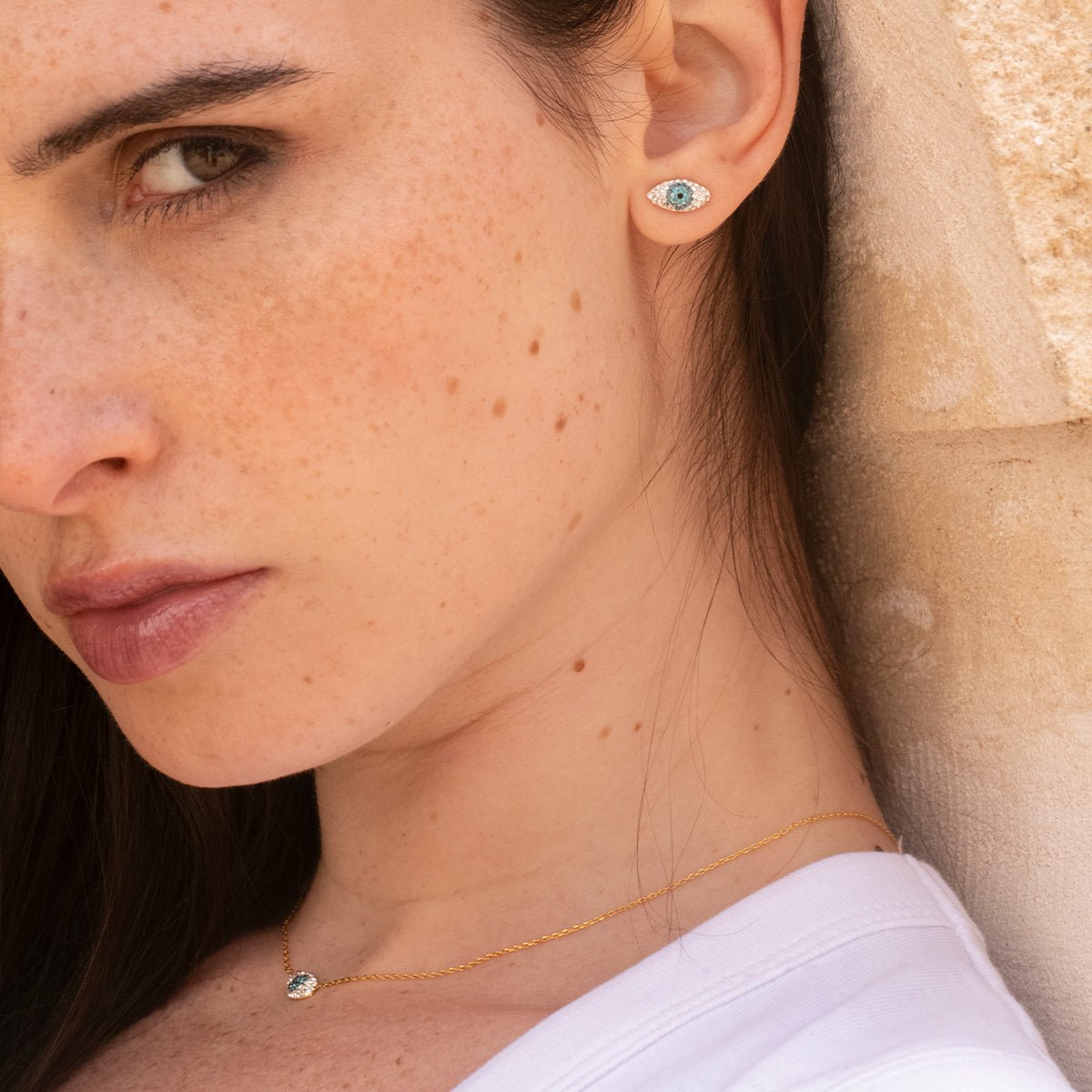 Collier doré eyes - kuchi cristal blanc, CAROLINE NAJMAN