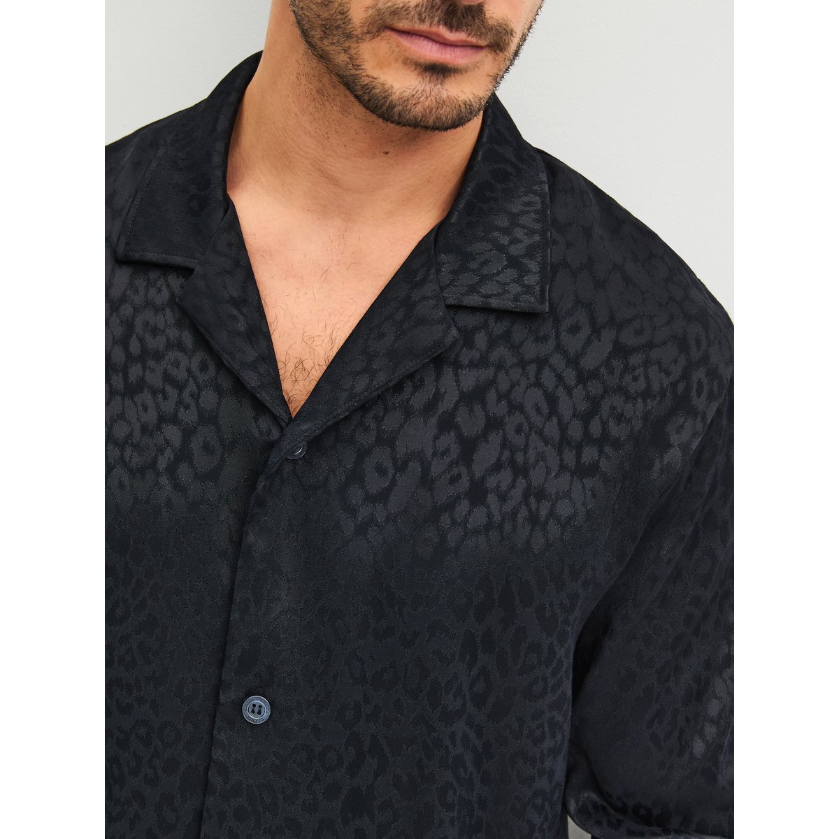 Pyjama boutonné manches longues Viscose WOVEN JACQUARD noir, CALIDA