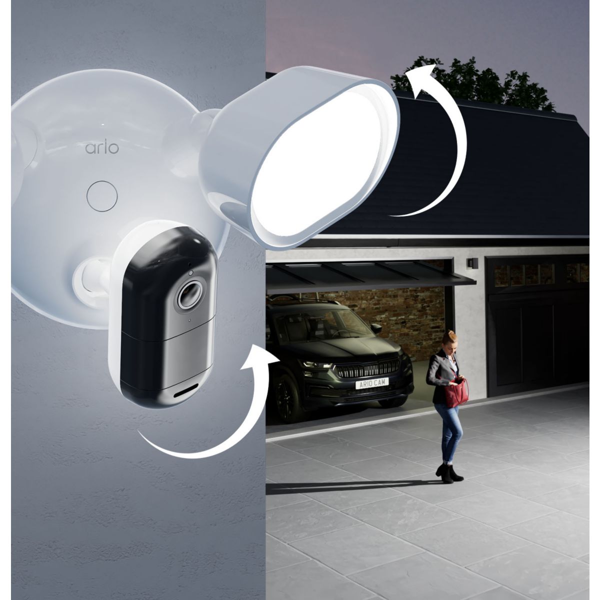 Caméra de surveillance 2 caméras Essential 3 2K + 1 floodlight couleur unique, ARLO