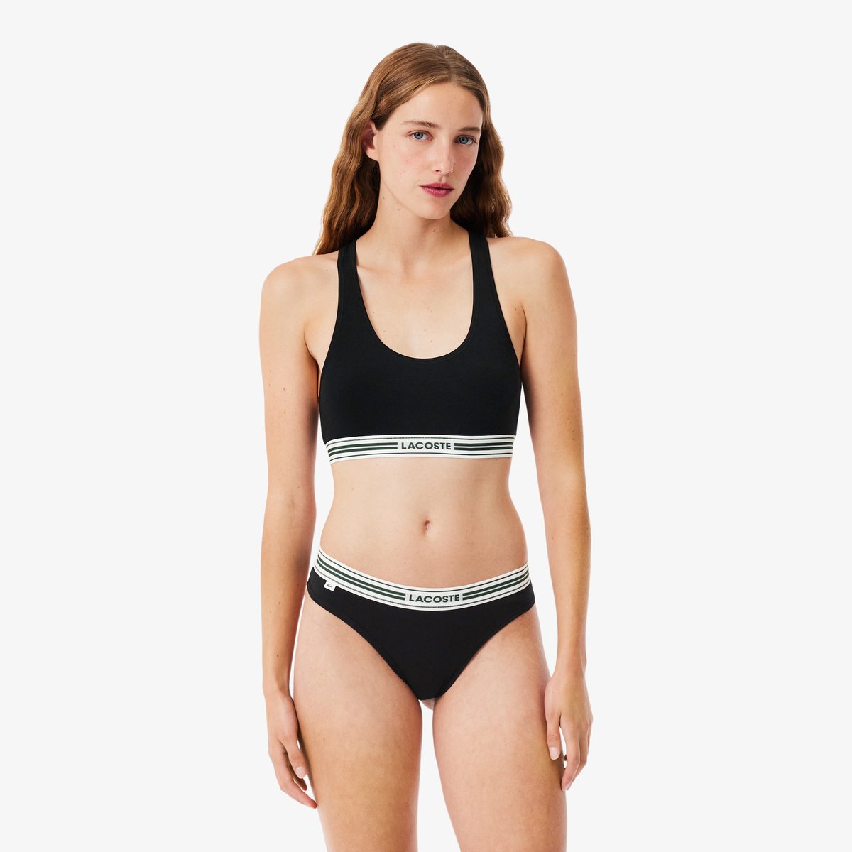 Brassière coton stretch bande contrastée noir-031, LACOSTE