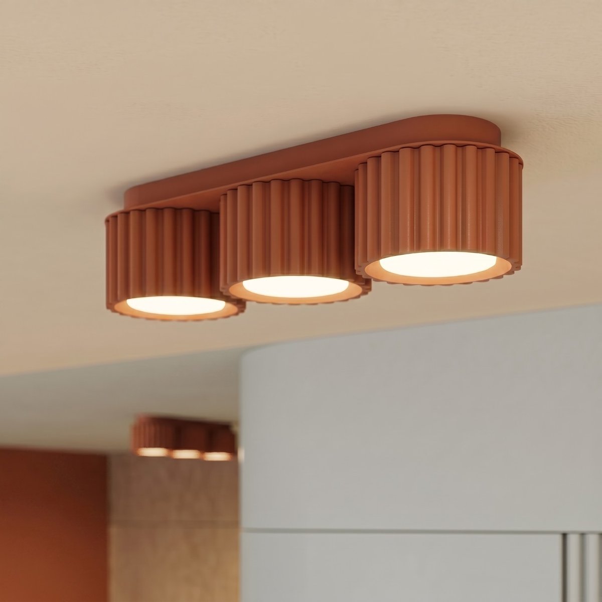 Plafonnier Aluminium Ocre Rouge Gx53 3 AURA ocre rouge, EDEN