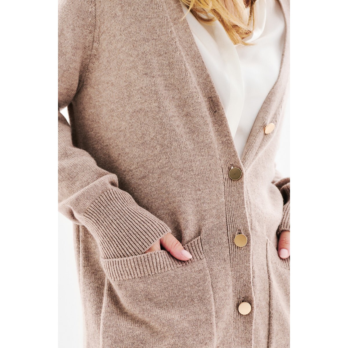 Gilet droit mi-long RONNIE marron clair, CAROLL