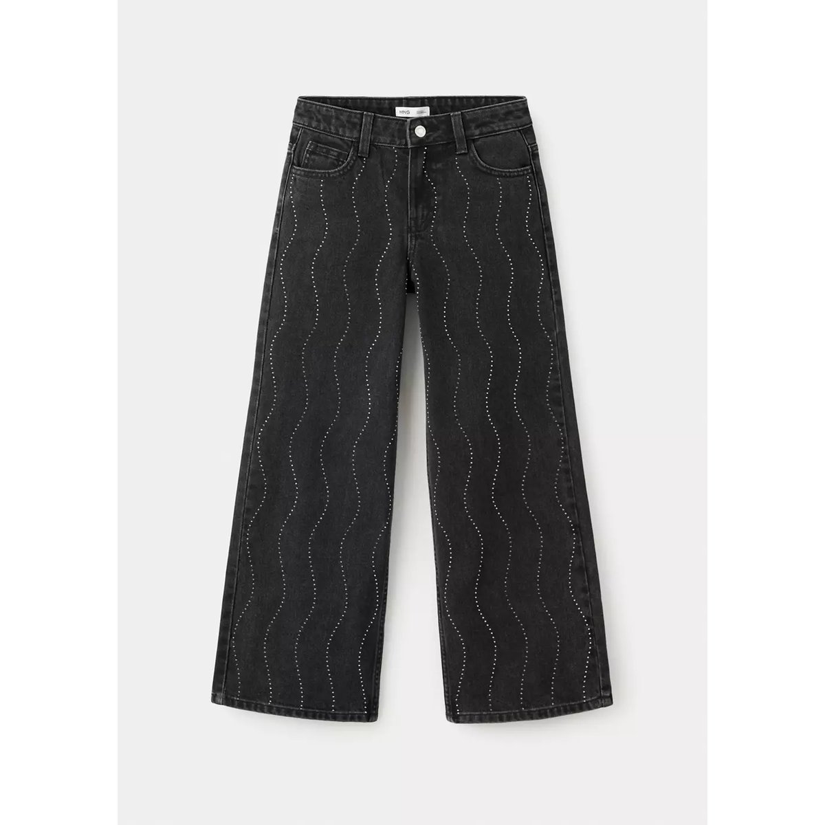 Jean wide leg brillants black denim, MANGO KIDS
