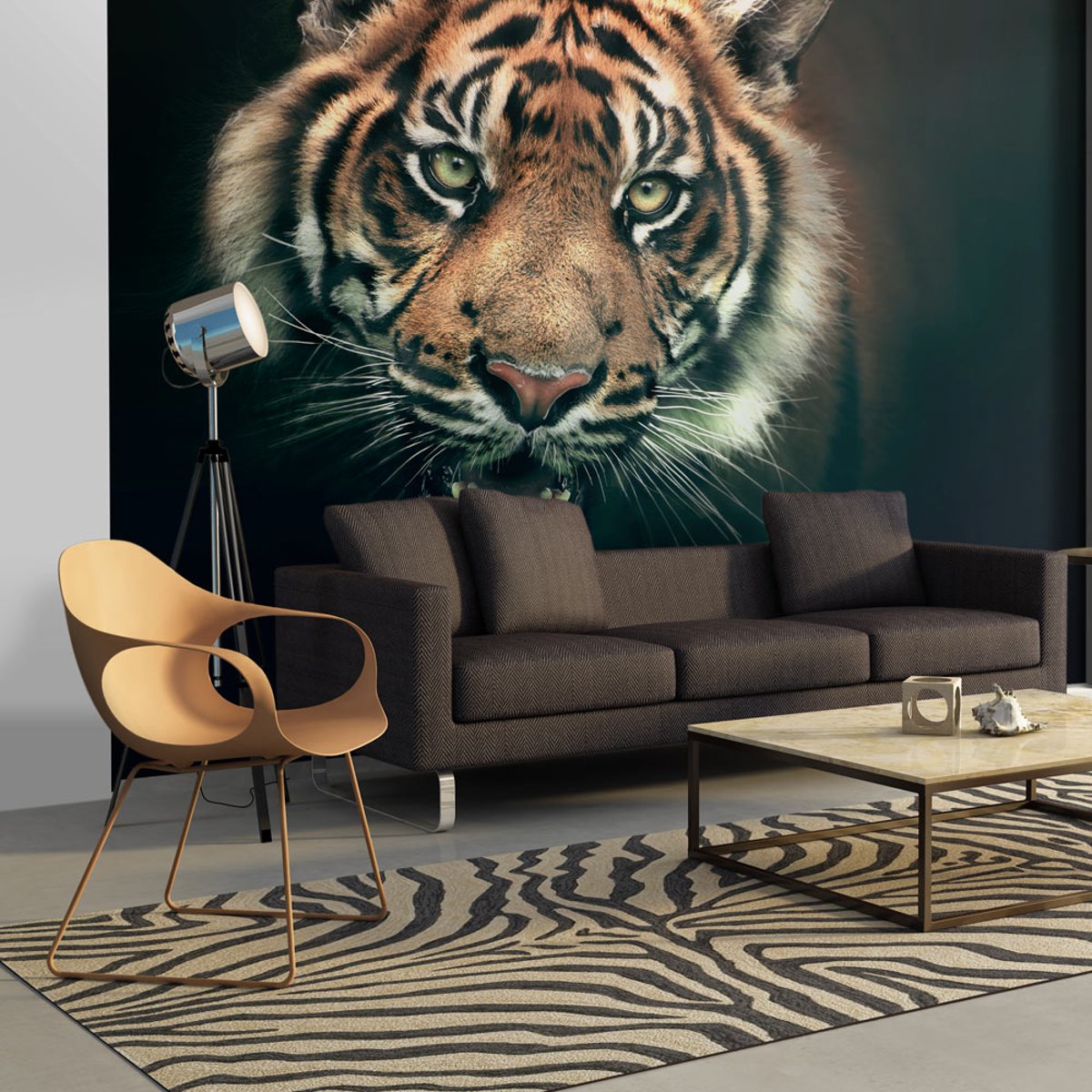 Papier peint intissé panoramique Animaux Tigre du Bengale blanc, EDEN