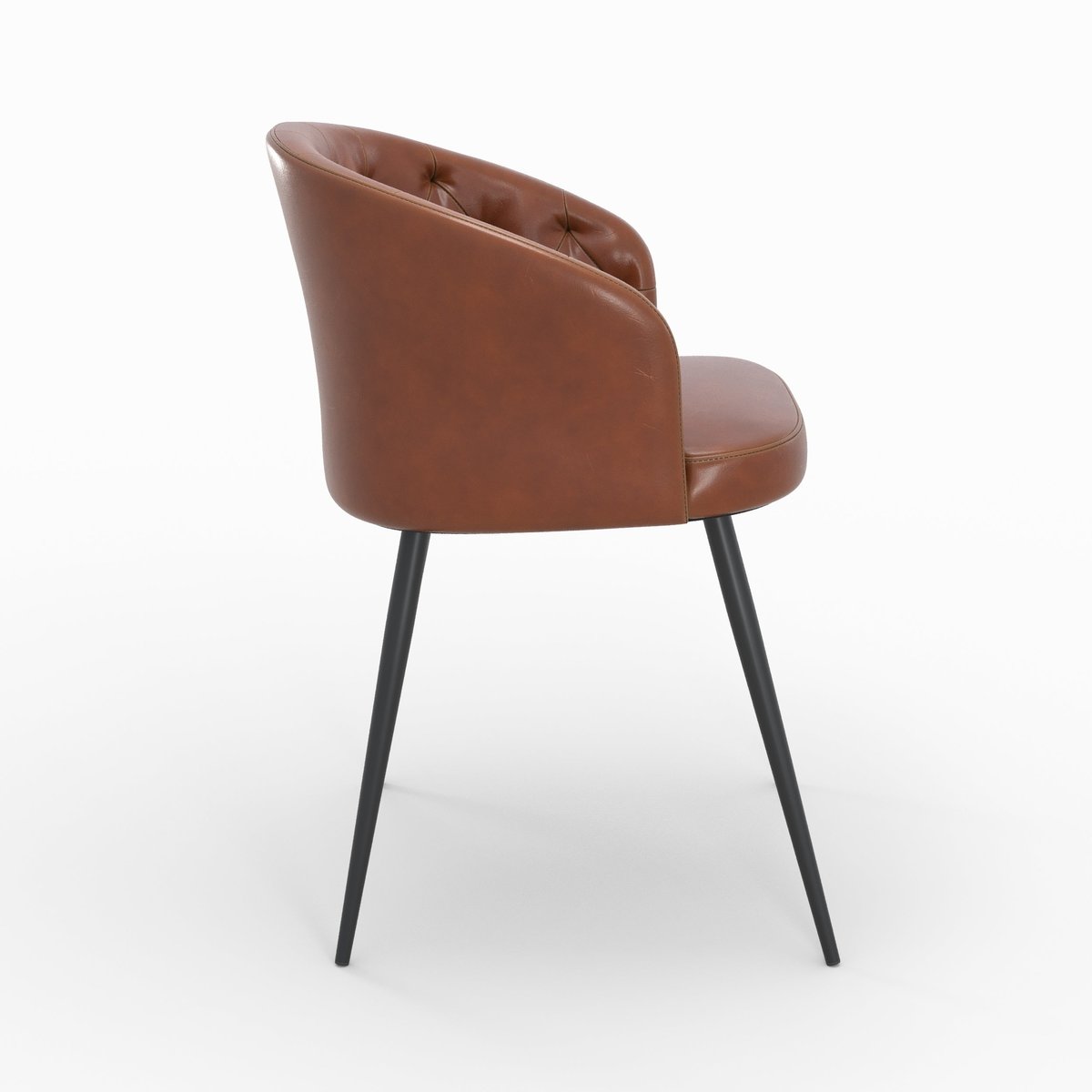 Chaise en cuir de buffle et pieds en métal - ANATOLE marron, MAISON PAVANE