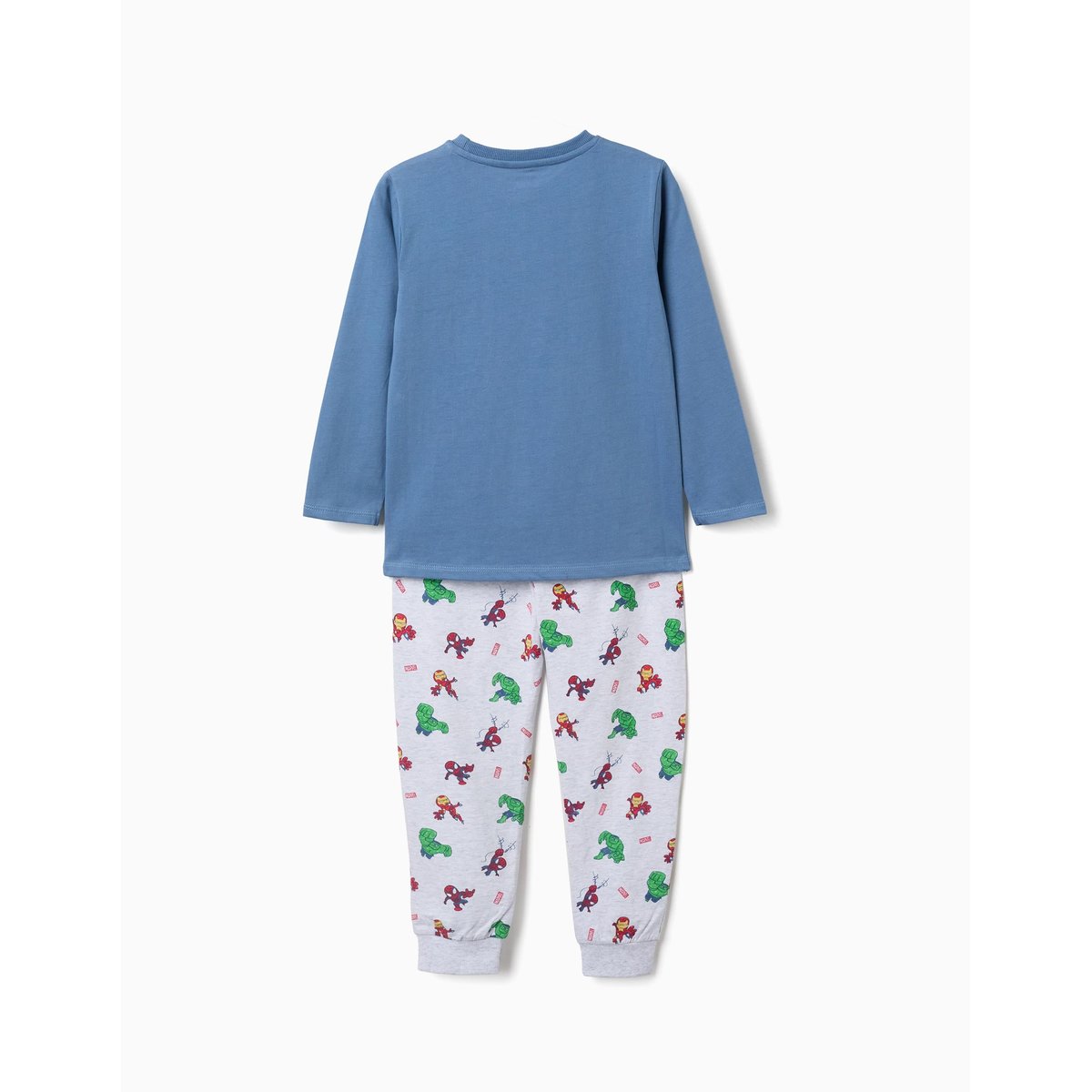 Pyjama en coton à manches longues avec imprimés Marvel bleu, ZIPPY