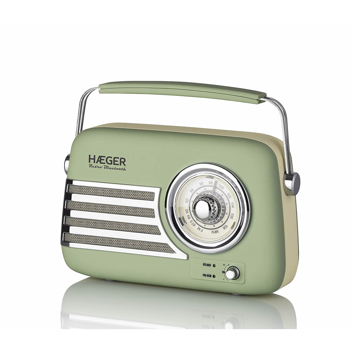 Rádio FM Vintage Retro, HAEGER verde, HAEGER