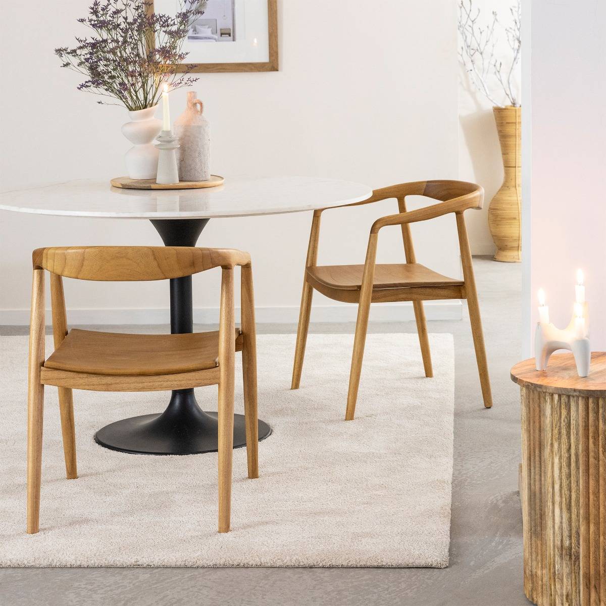 Lot de 2 chaises en bois de teck JUNE bois clair, MADE IN MEUBLES