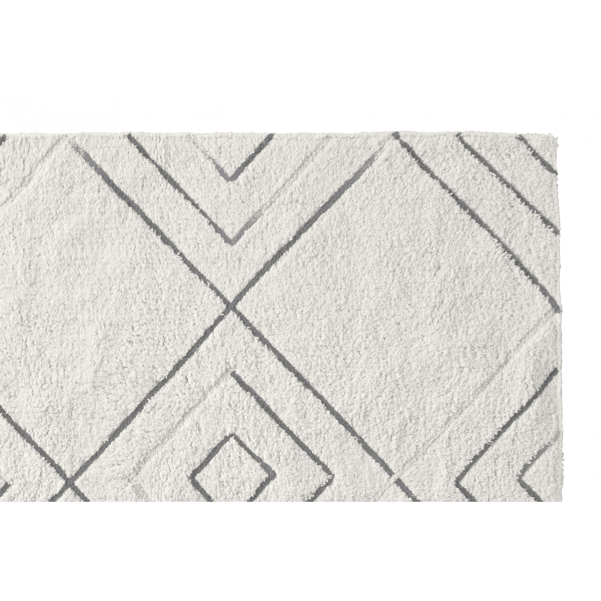 Tapis de bain à losanges en coton tufté HEXAGO ivoire, GUY LEVASSEUR