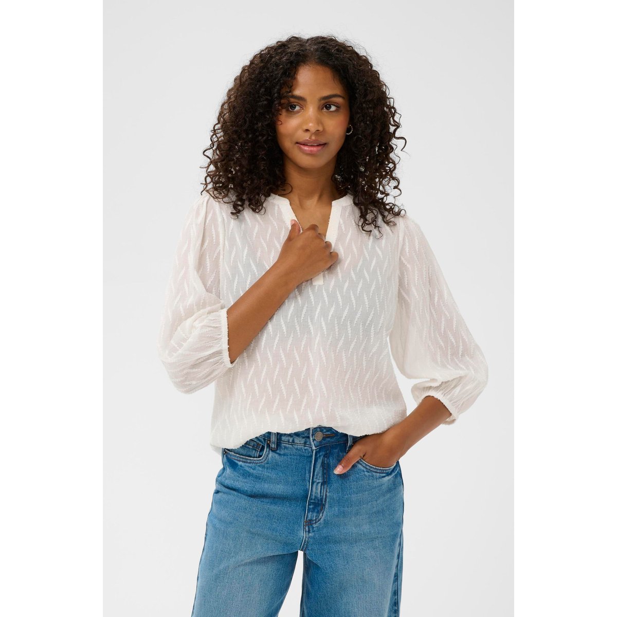 Blouse à manches courtes blanc chalk, KAFFE
