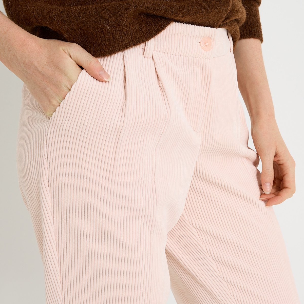 Pantalon en velours côtelé rose, GRAIN DE MALICE