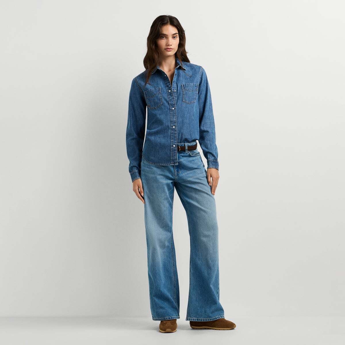 Chemise Coupe Regular En Denim 6.25 oz bleu shirting denim, PEPE JEANS