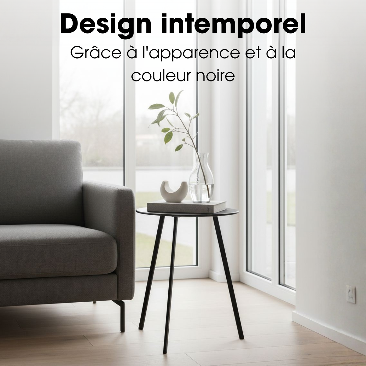 Table d'appoint de jardin Ø38 cm SEATLE noir, MICA DECORATIONS