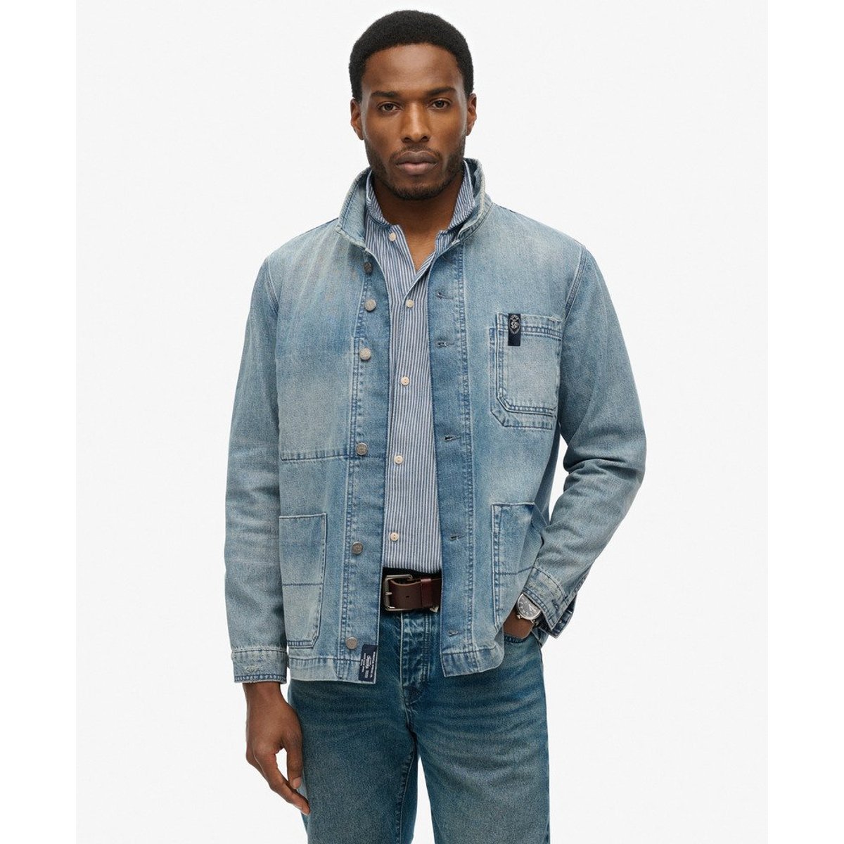 Veste Workwear en denim Merchant Store délavage vieilli, SUPERDRY