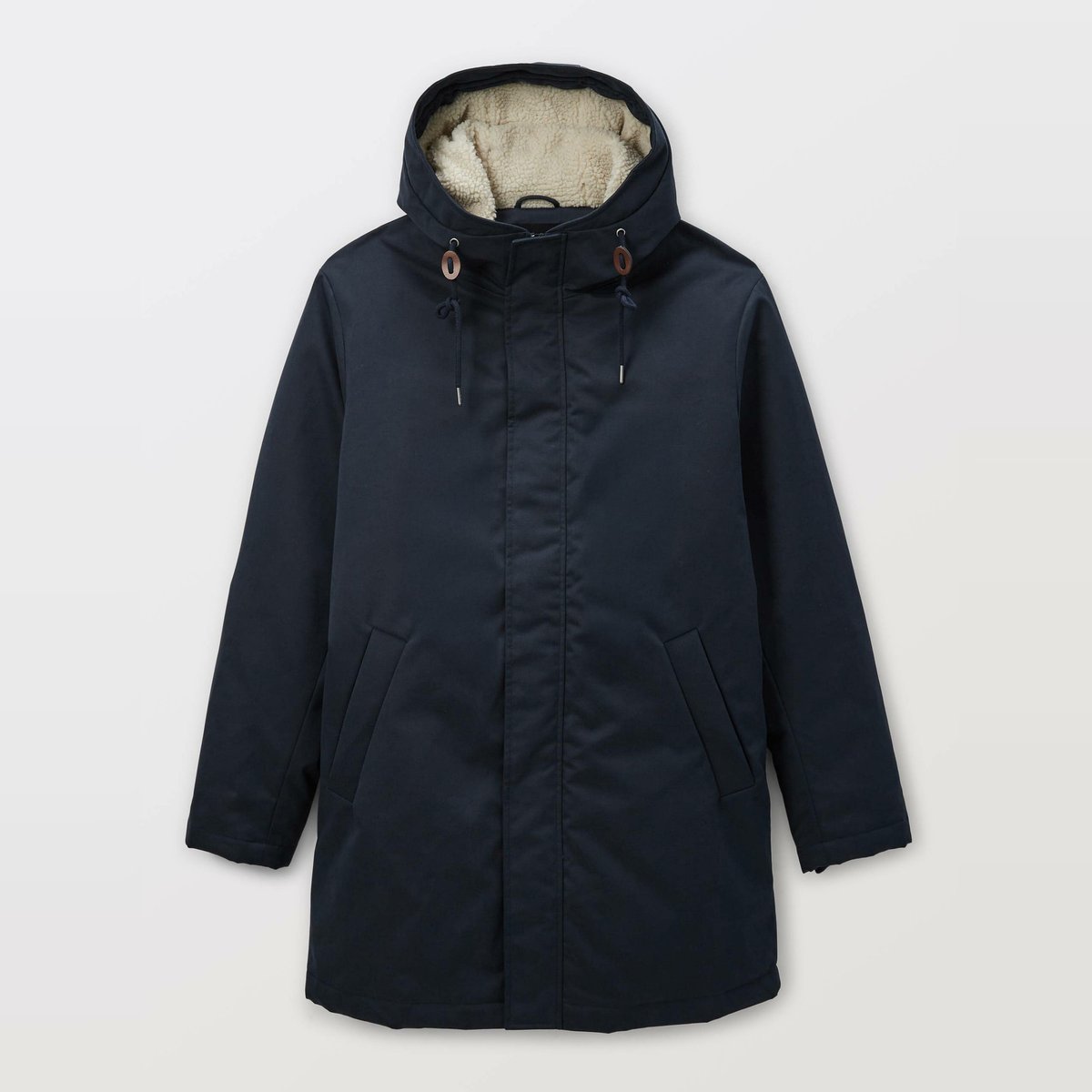 Parka à capuche déperlante en coton marine, MONOPRIX