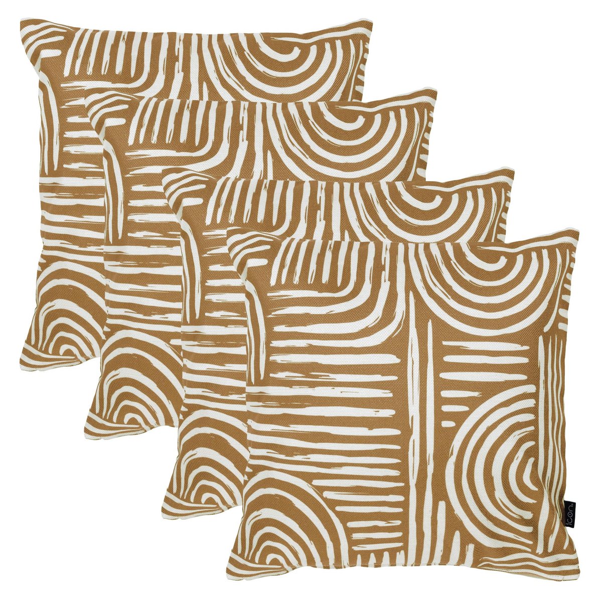 Lot de 4 coussins d'intérieur et d'extérieur Oeko-Tex®  - KYOTO marron, ICON