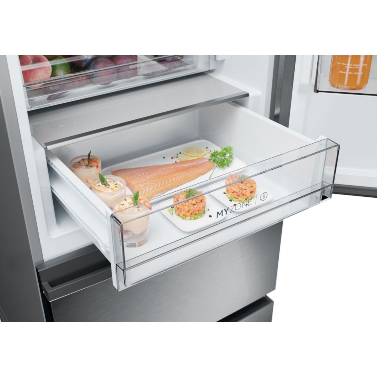 Réfrigérateur combiné HTW5618CNMG couleur unique, HAIER