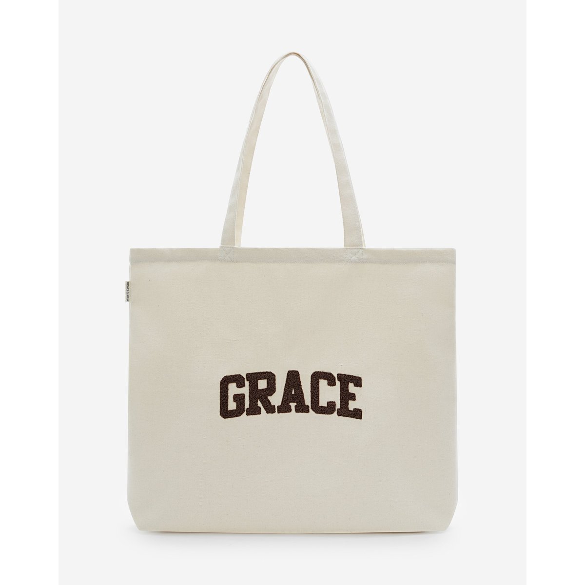 Tote bag large en toile à broderie ecru Brave ecru, GRACE & MILA