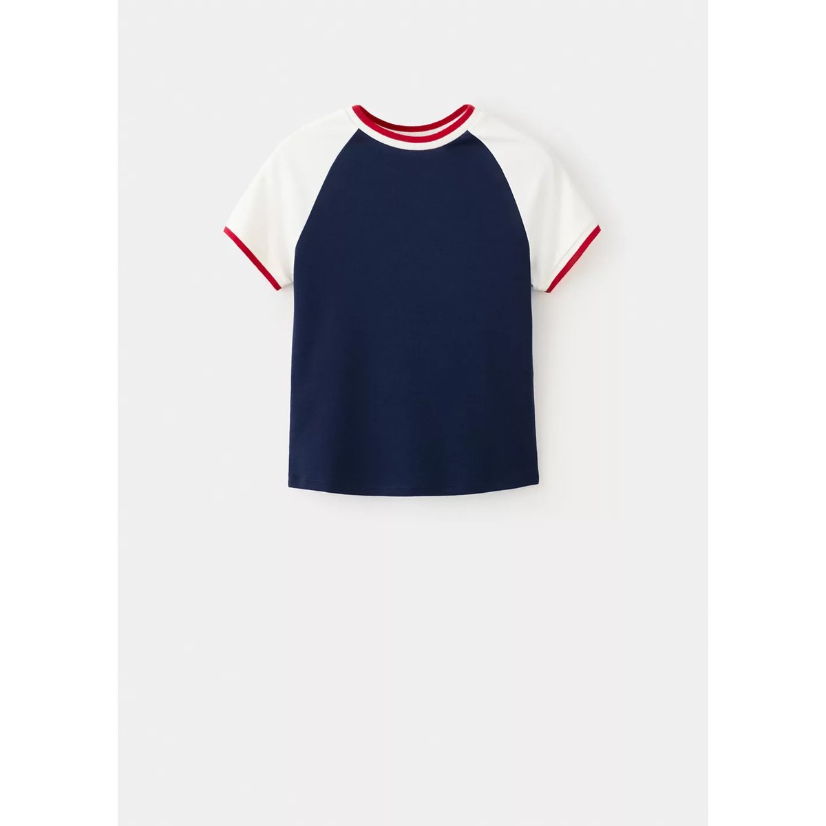 T-shirt cintré bicolore bleu, MANGO