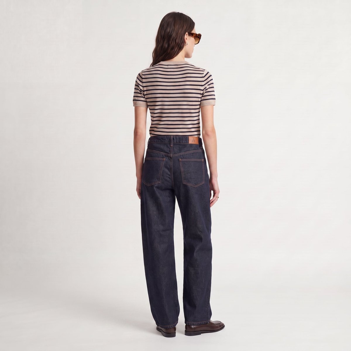 Jean droit, jambe légèrement ample, taille haute à cinq poches ORARIA bleu denim, ARTLOVE