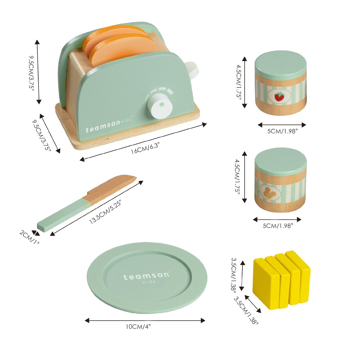 Set grille-pain bois avec accessoires pour petit déjeuner, LITTLE CHEF multicolore, TEAMSON KIDS