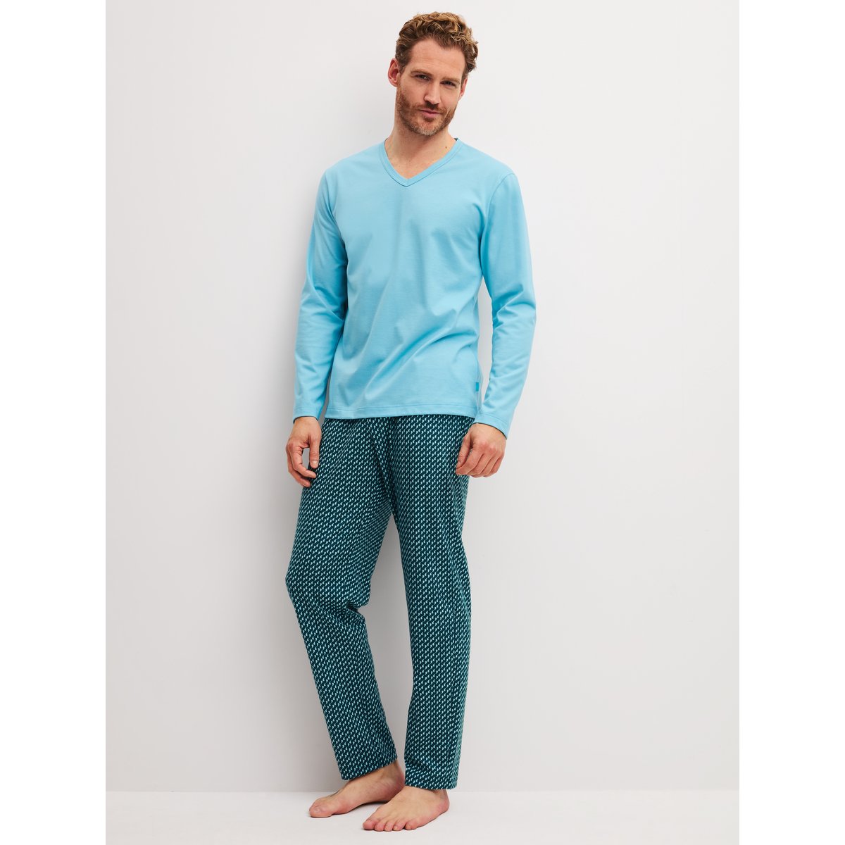 Pyjama manches longues Coton COTTON SPECIAL retro blue, CALIDA