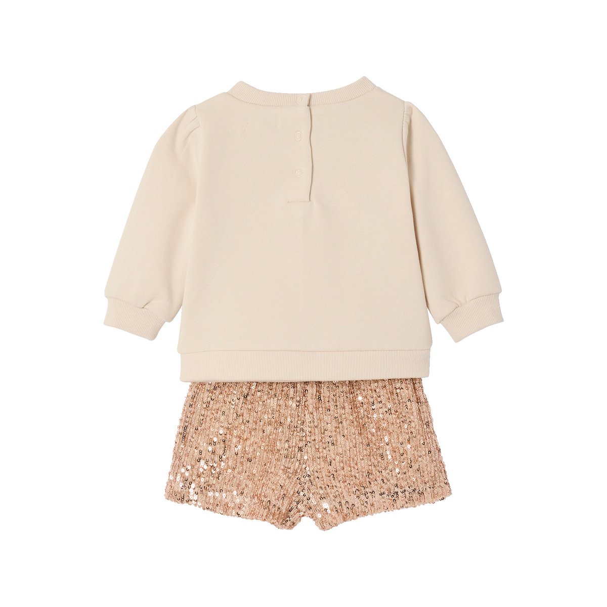 Ensemble bébé noël sweat short à sequins or, VERTBAUDET