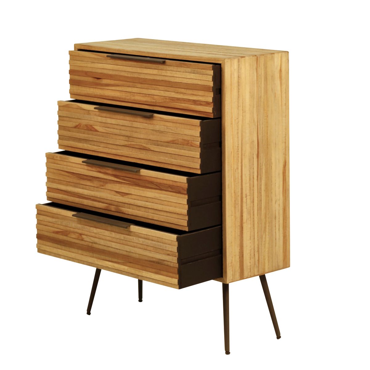 Commode teck recyclé 4 tiroirs naturel, ZAGO