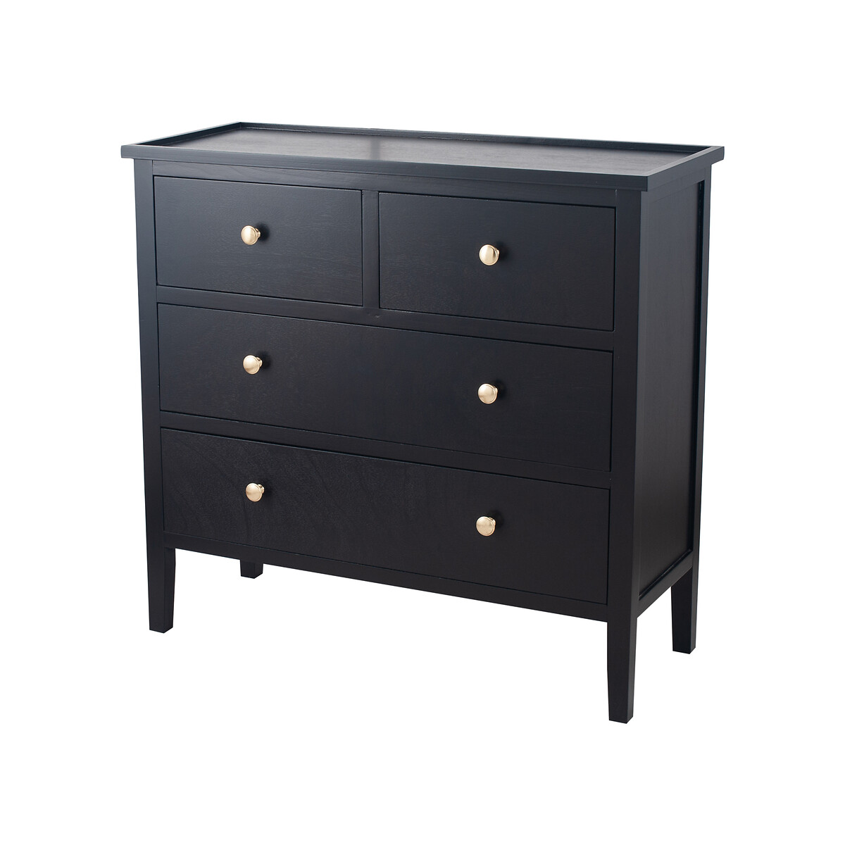 luxe Pine Wood 4 Drawer Unit black, SO'HOME